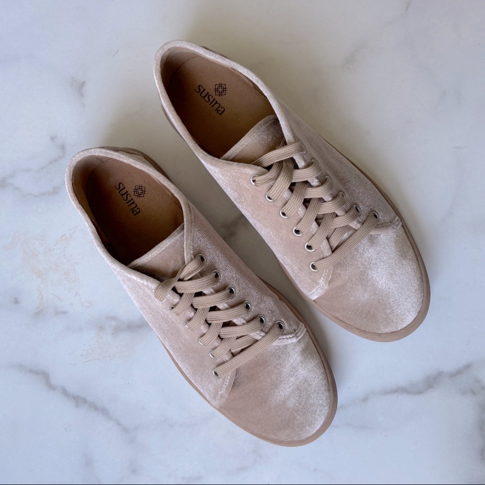 Susina | Suede Sneaker | Blush, Tan | Size 8